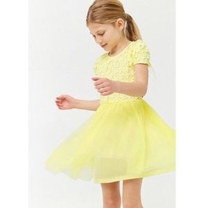 Forever 21 yellow tulle dress with flowers